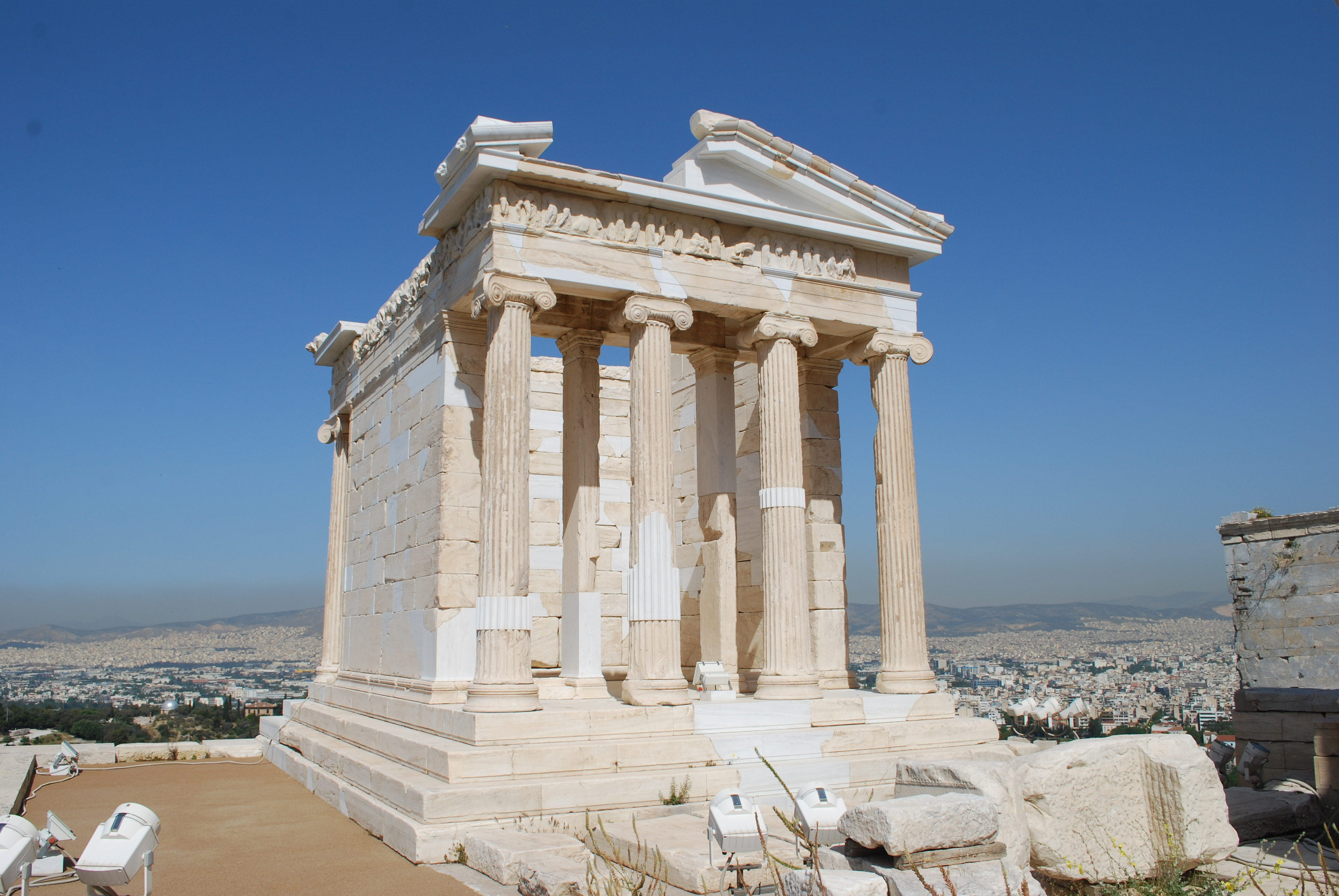 Temple of Athena Nike perched on the bastion of the Acropolis